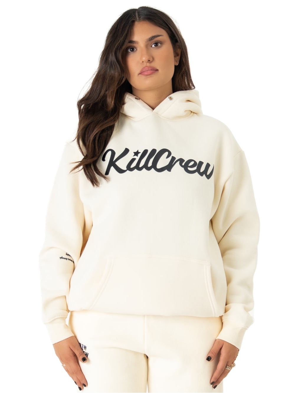 Kill Crew Cream Script Logo Hoodie - Women's Pullover Sweatshirt